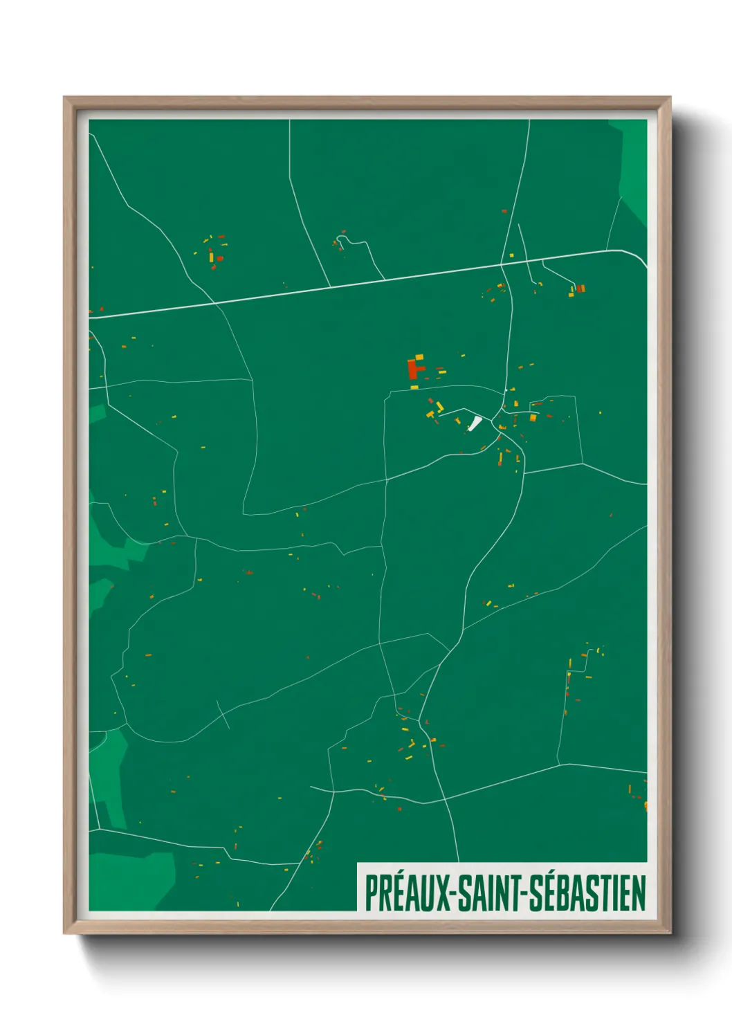 Une affiche de carte sur Préaux-Saint-Sébastien
