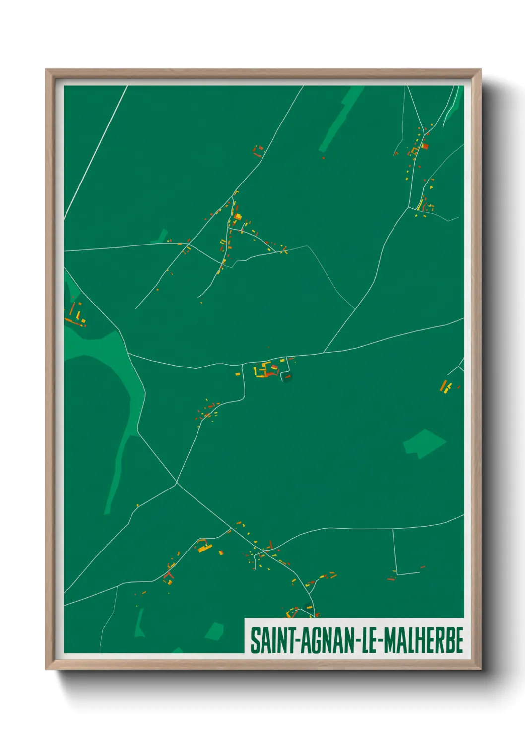 Une affiche de carte sur Saint-Agnan-le-Malherbe