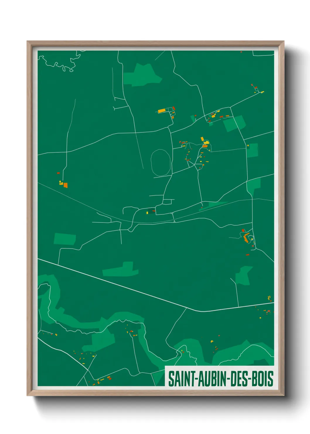 Une affiche de carte sur Saint-Aubin-des-Bois