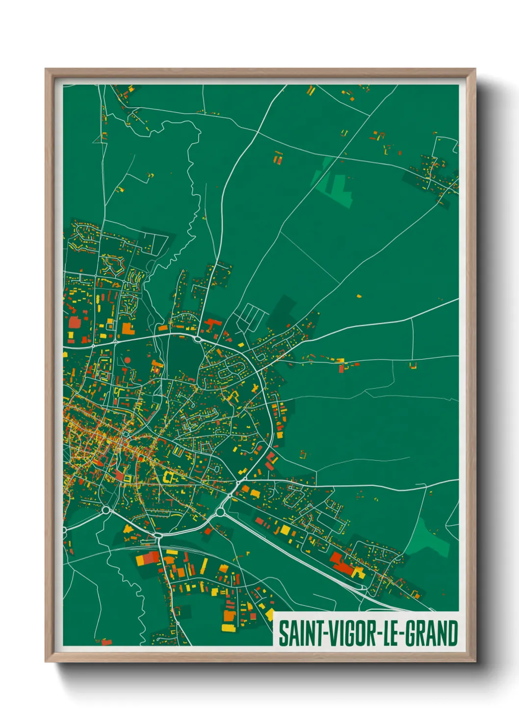 Une affiche de carte sur Saint-Vigor-le-Grand