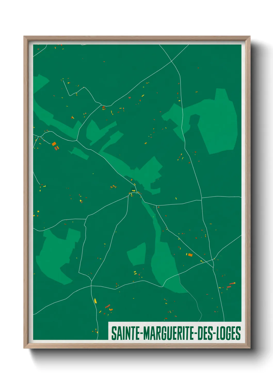 Une affiche de carte sur Sainte-Marguerite-des-Loges