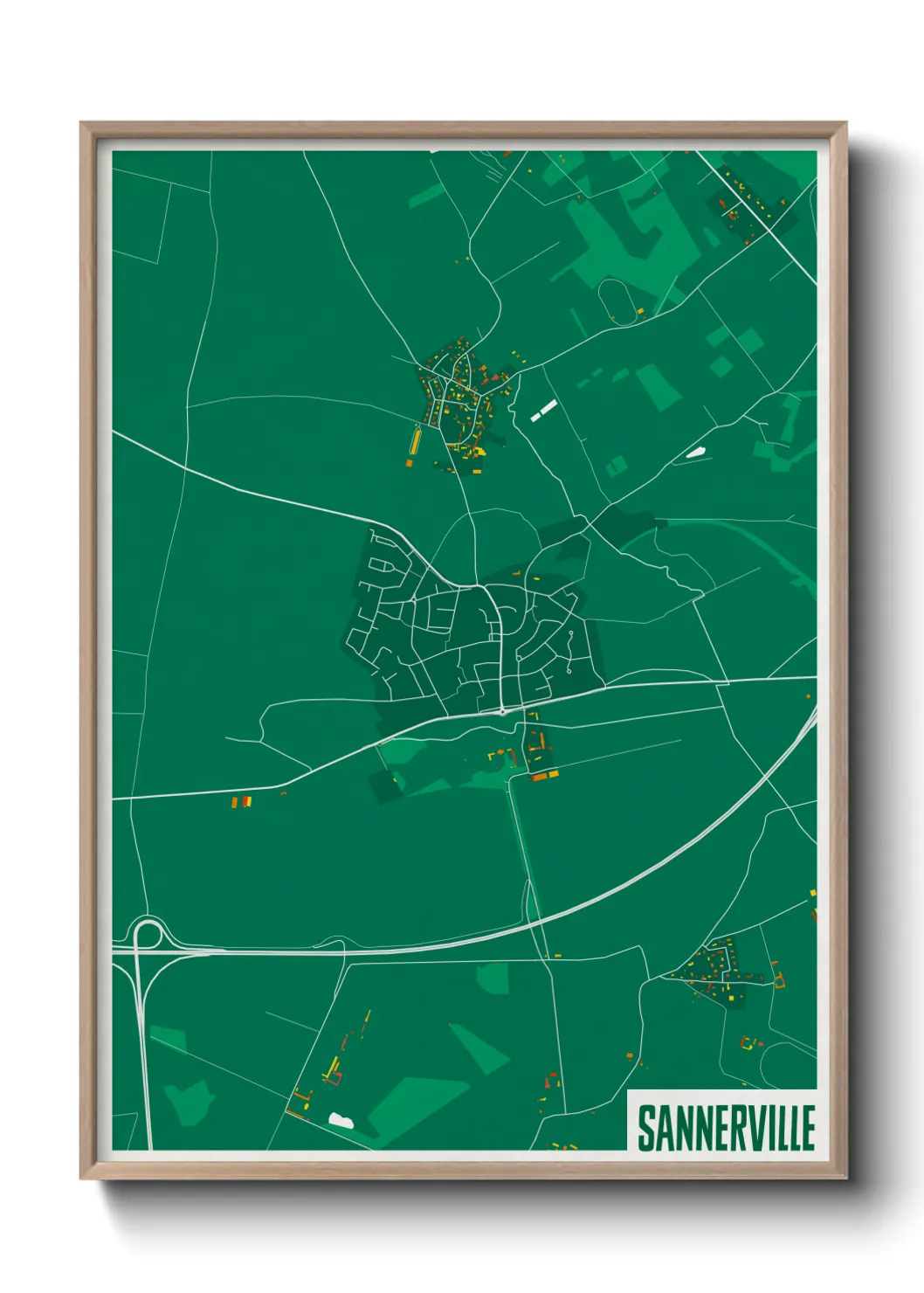 Une affiche de carte sur Sannerville