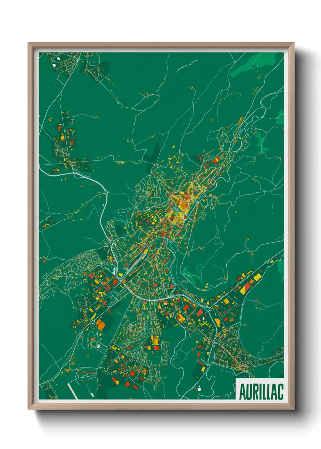 Une affiche de carte sur Aurillac