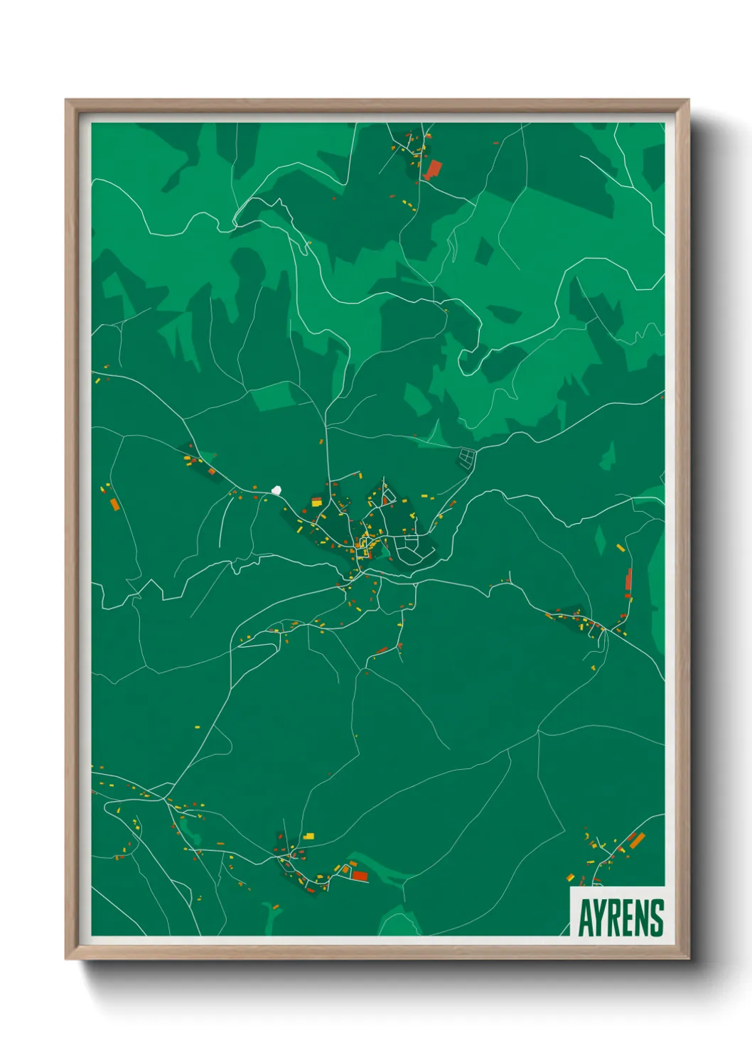 Une affiche de carte sur Ayrens