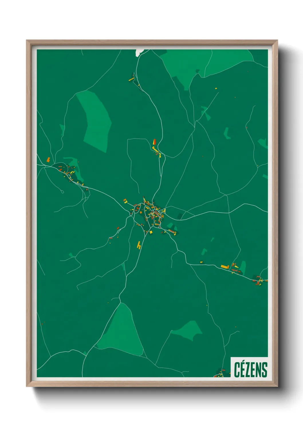 Une affiche de carte sur Cézens