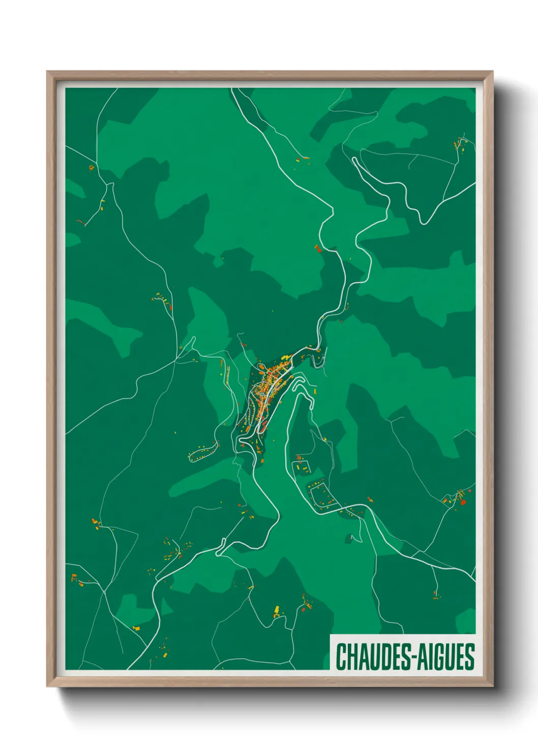 Une affiche de carte sur Chaudes-Aigues