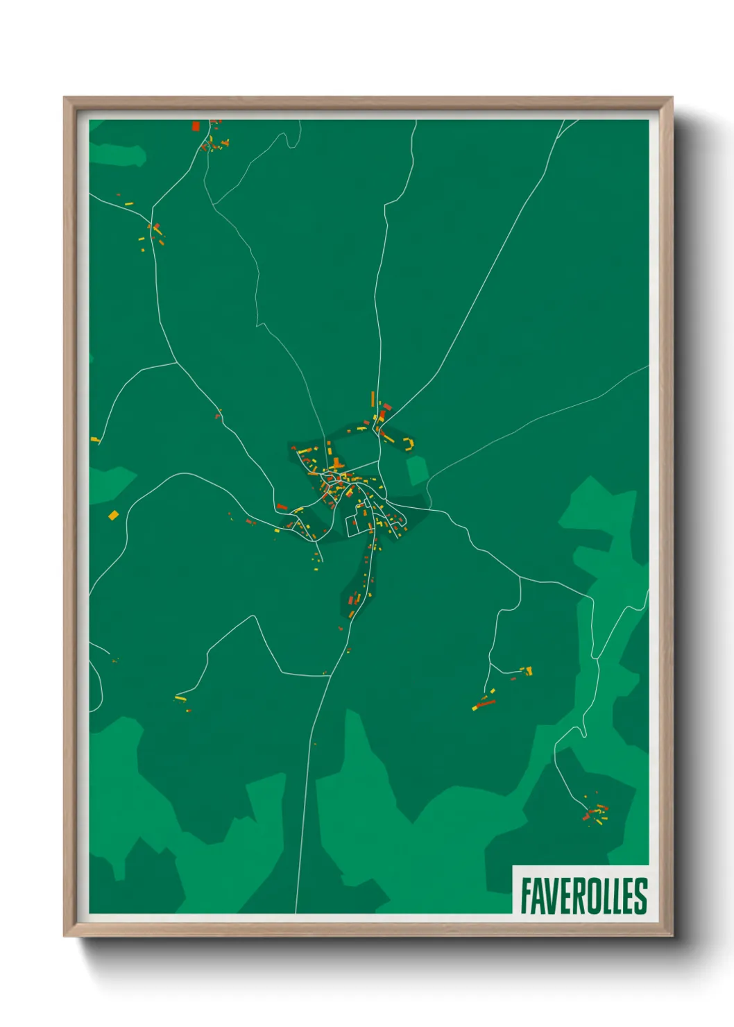 Une affiche de carte sur Faverolles
