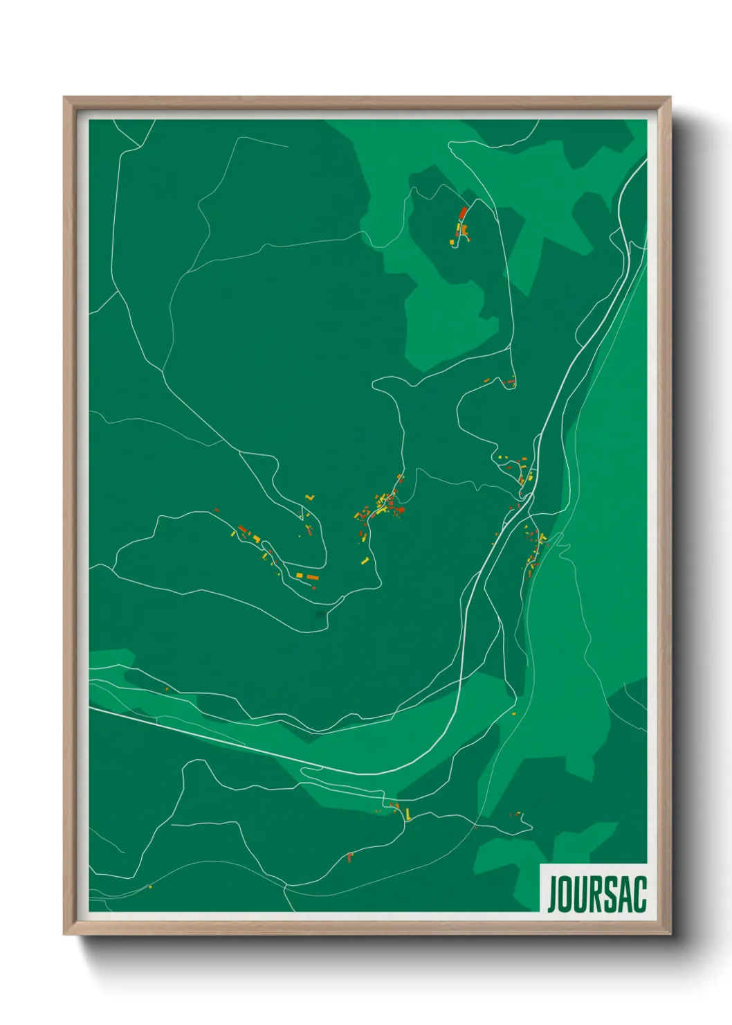 Une affiche de carte sur Joursac