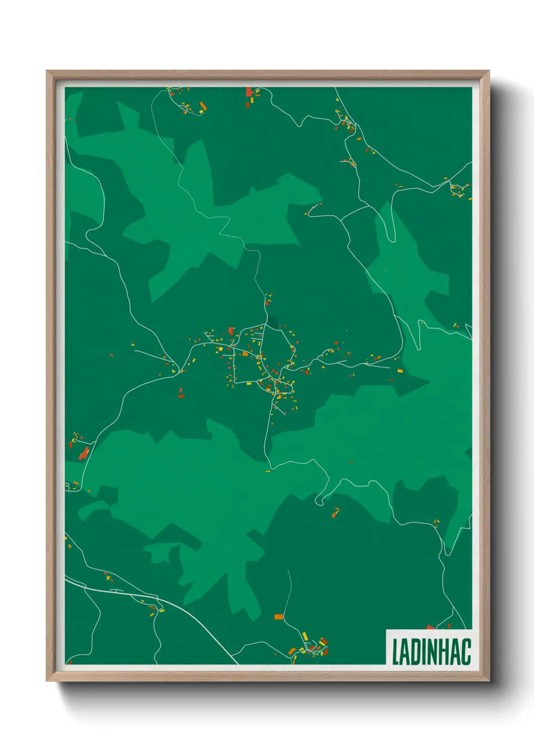 Une affiche de carte sur Ladinhac