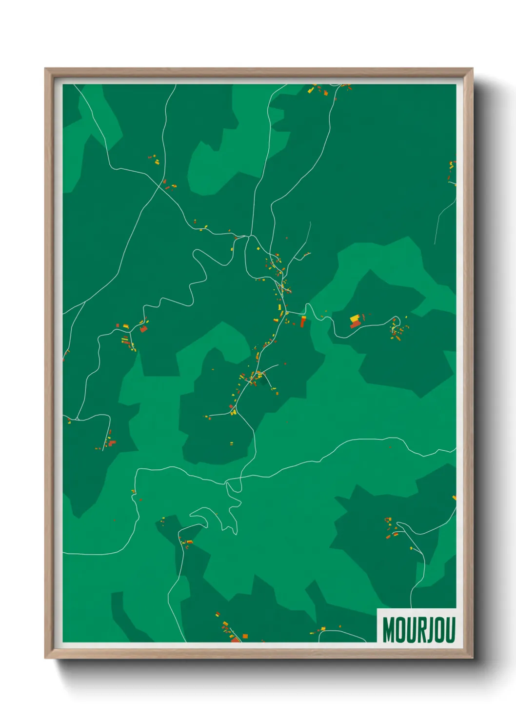 Une affiche de carte sur Mourjou