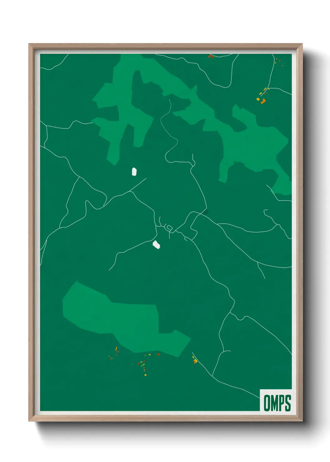 Une affiche de carte sur Omps
