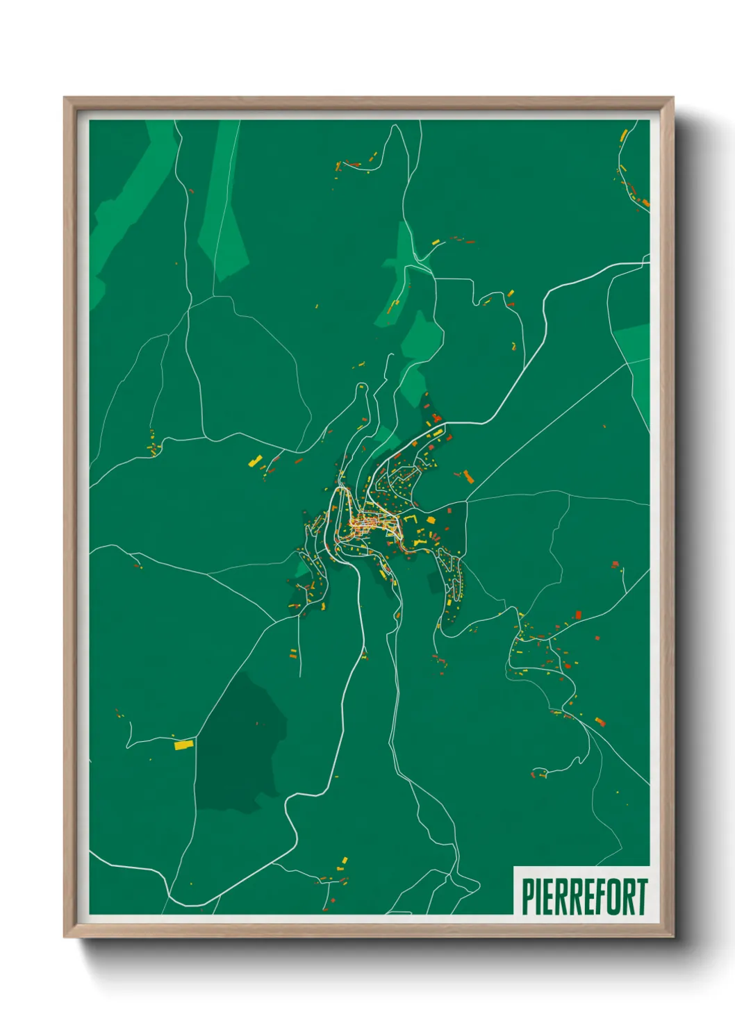 Une affiche de carte sur Pierrefort