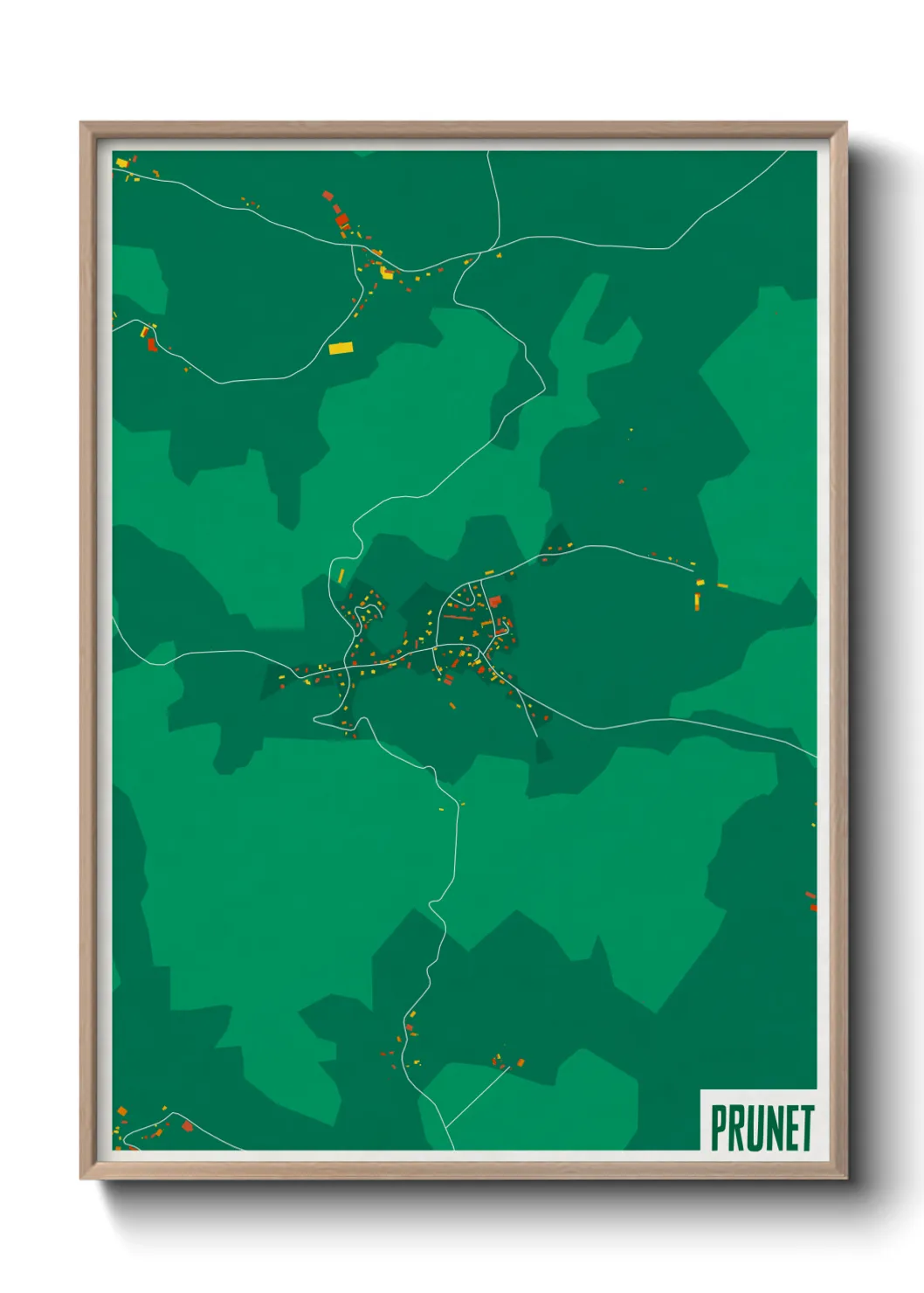 Une affiche de carte sur Prunet