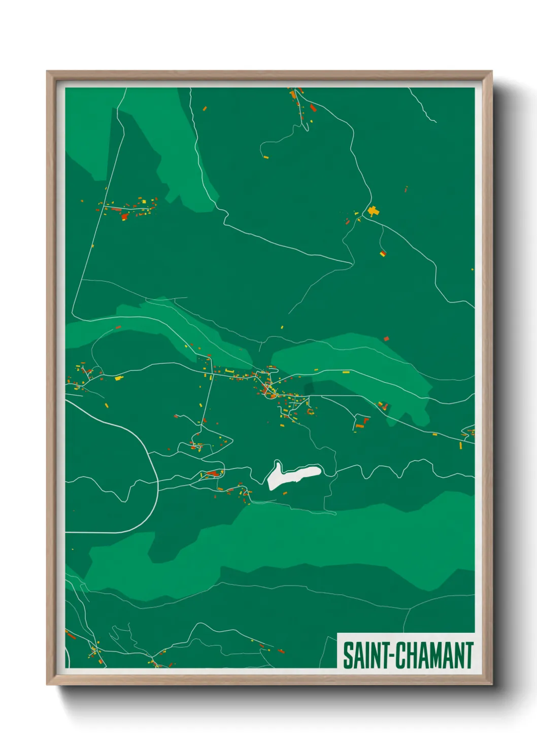 Une affiche de carte sur Saint-Chamant