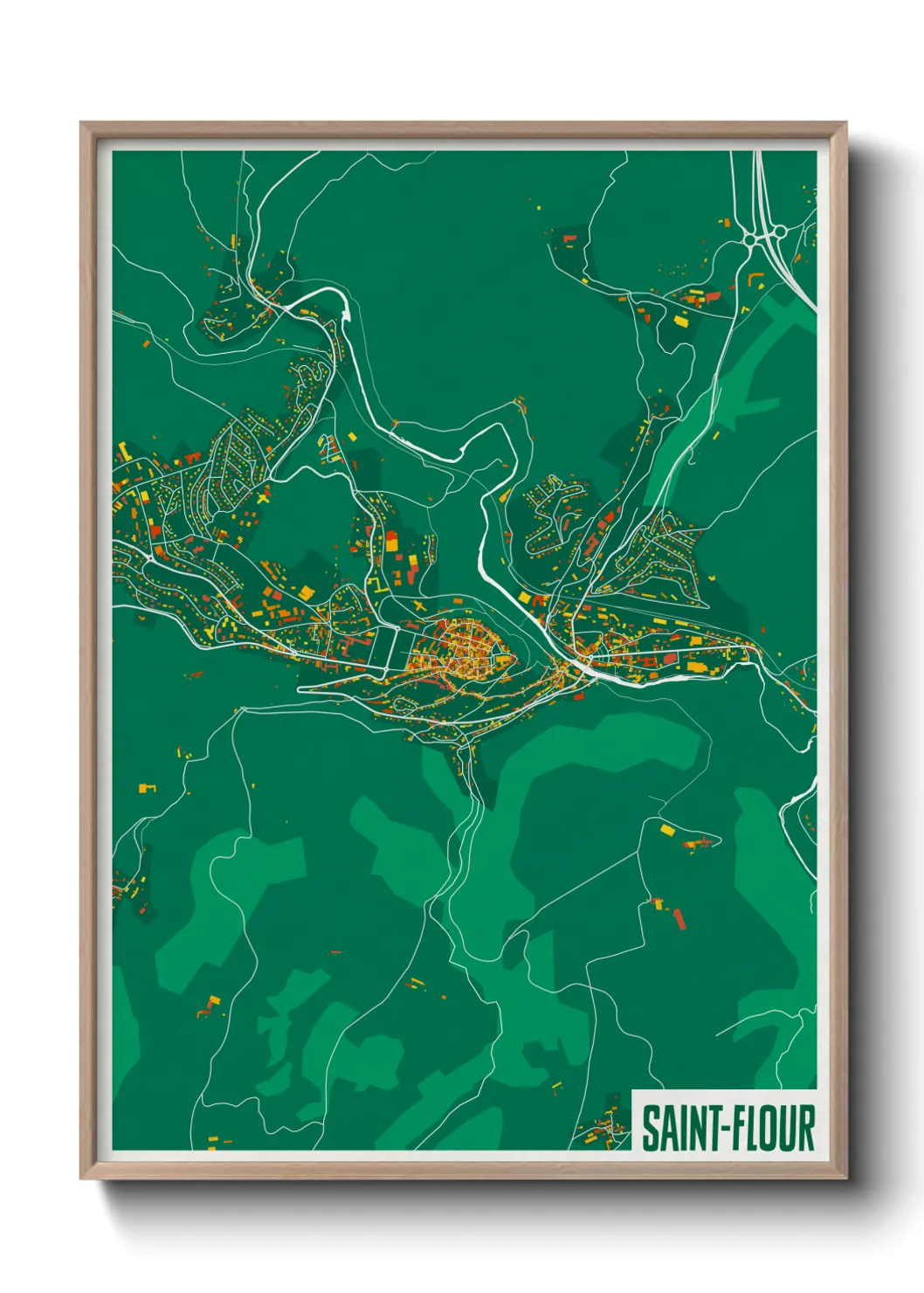 Une affiche de carte sur Saint-Flour