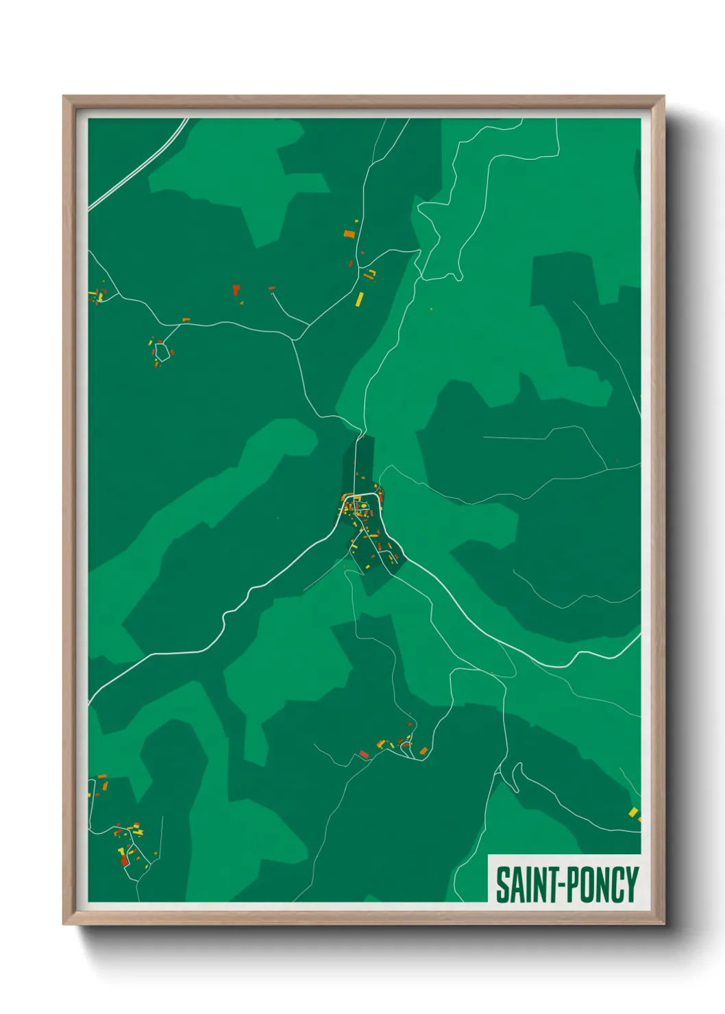 Une affiche de carte sur Saint-Poncy