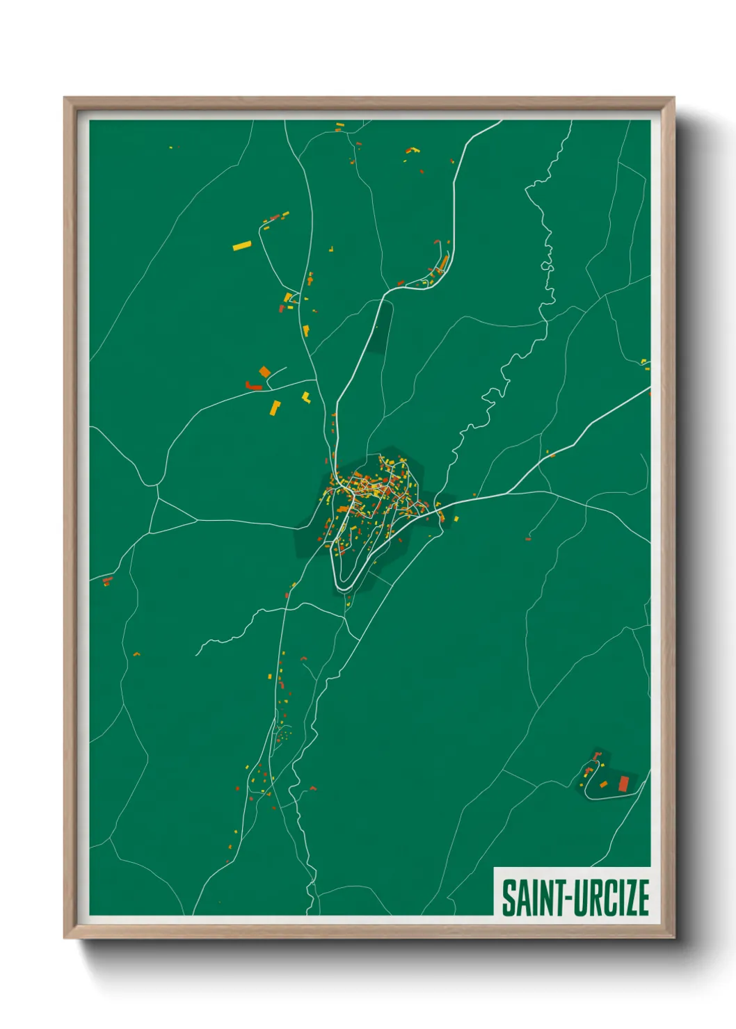 Une affiche de carte sur Saint-Urcize