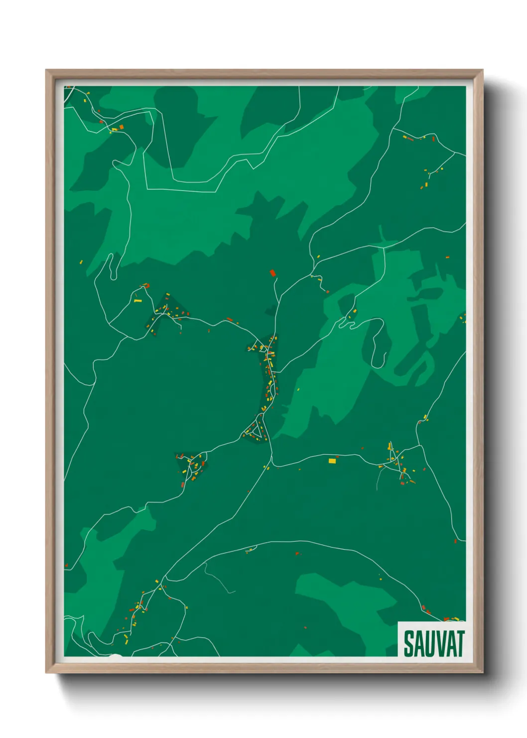 Une affiche de carte sur Sauvat