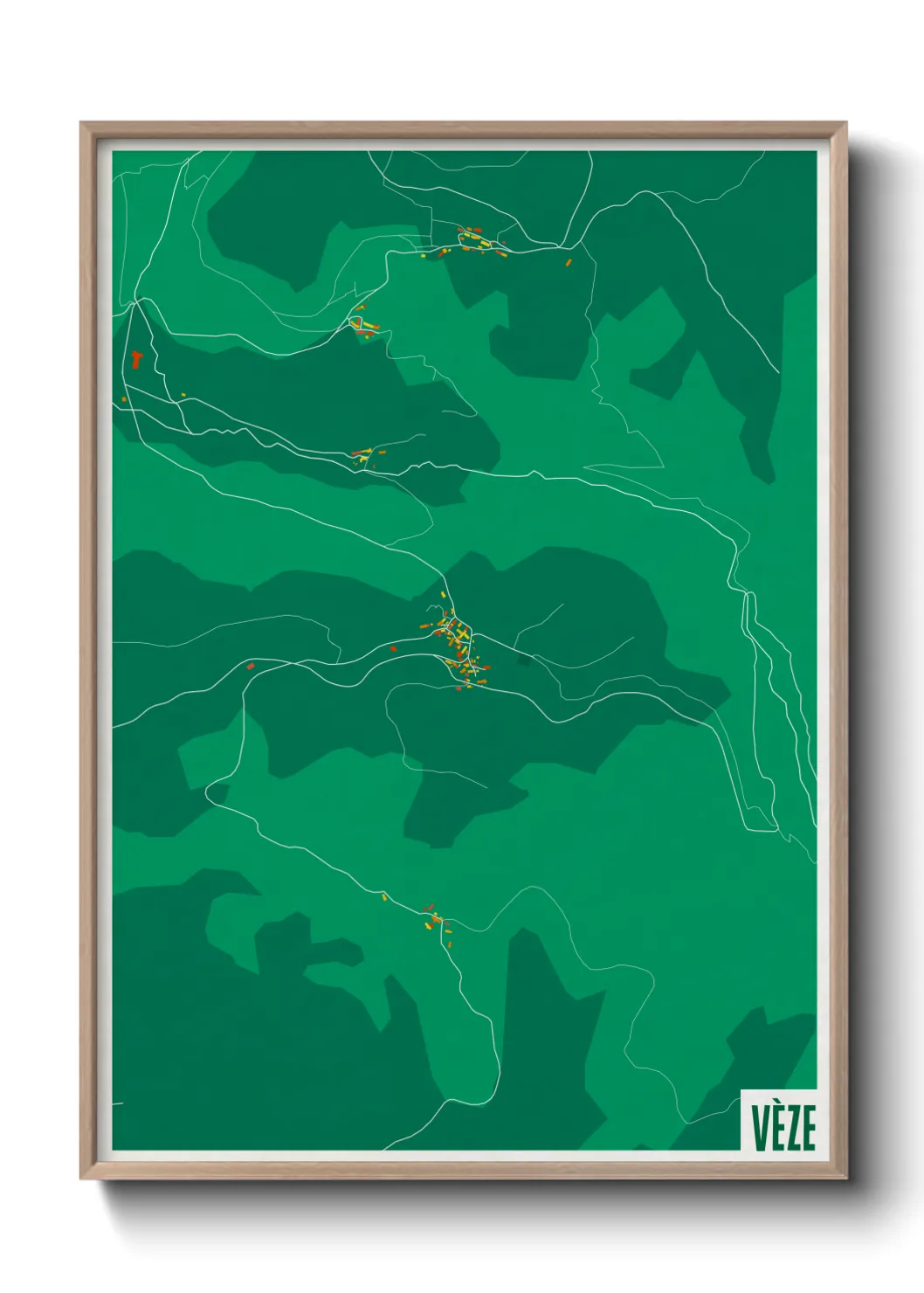 Une affiche de carte sur Vèze