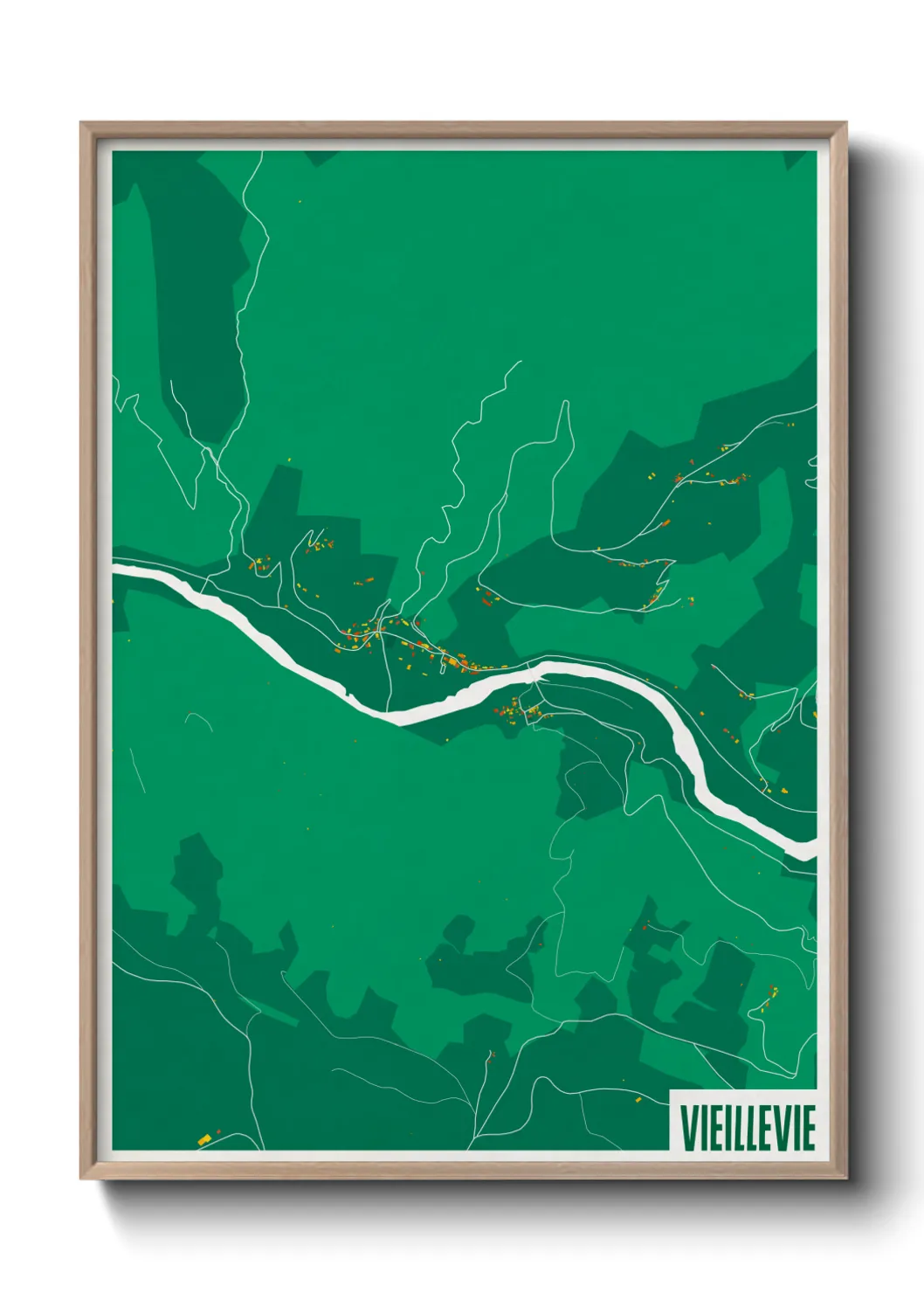 Une affiche de carte sur Vieillevie