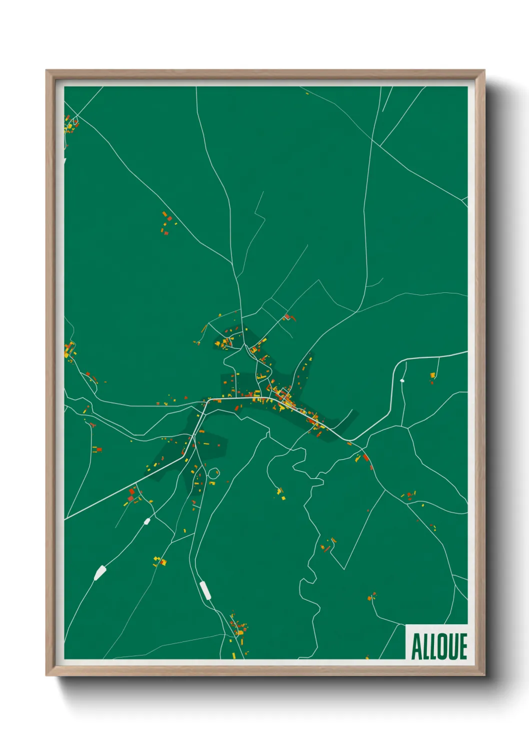 Une affiche de carte sur Alloue