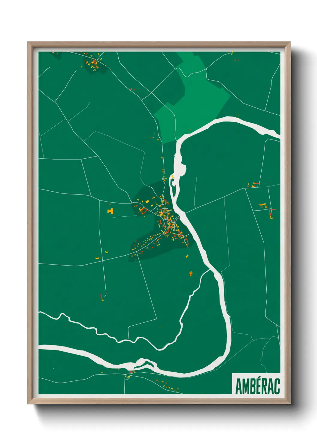 Une affiche de carte sur Ambérac