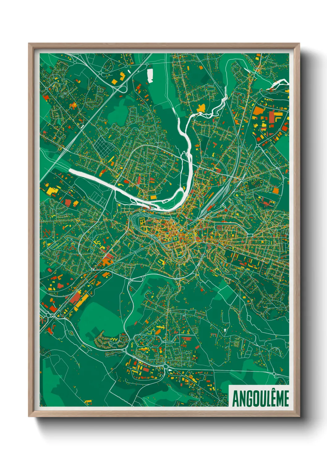 Une affiche de carte sur Angoulême