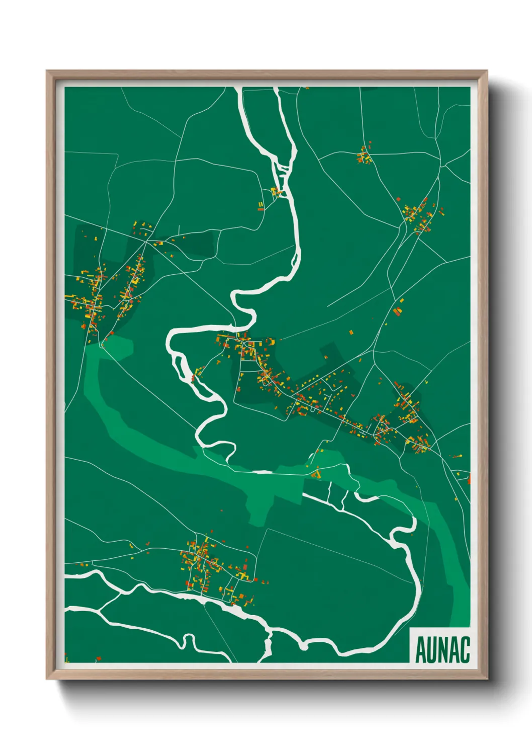 Une affiche de carte sur Aunac