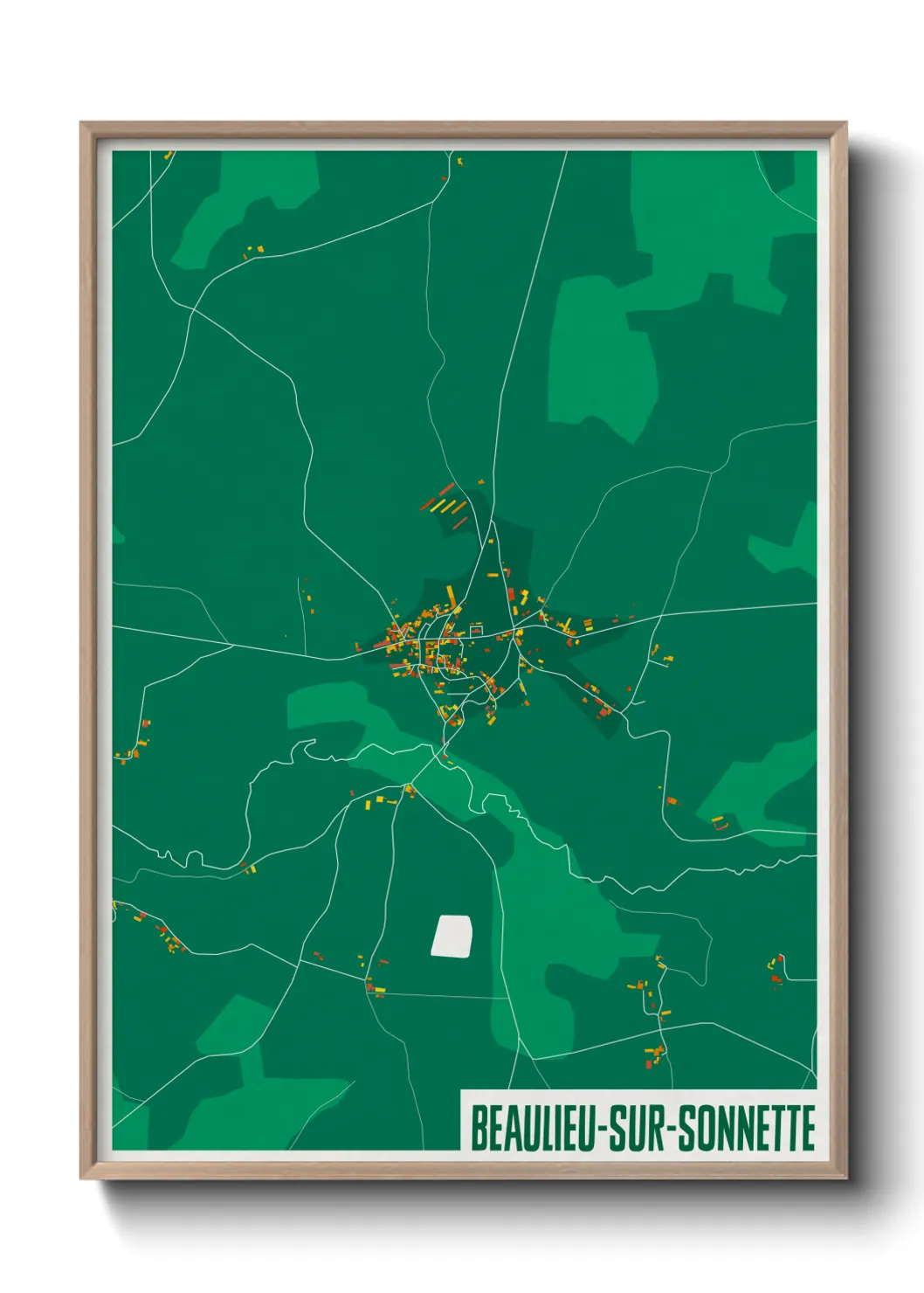 Une affiche de carte sur Beaulieu-sur-Sonnette