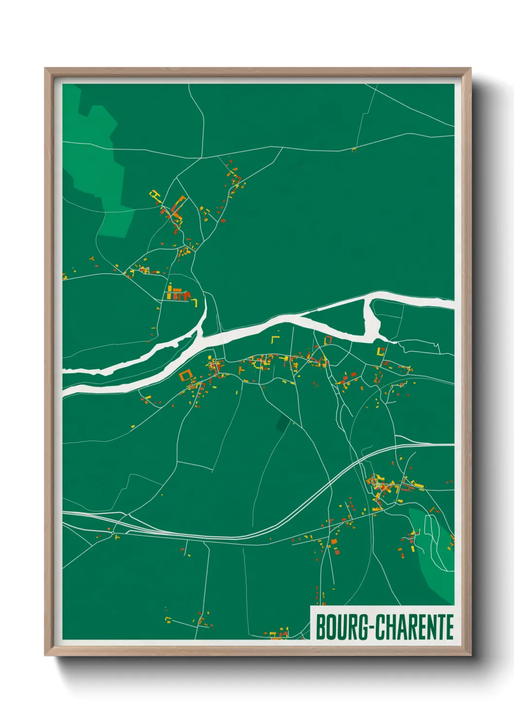 Une affiche de carte sur Bourg-Charente