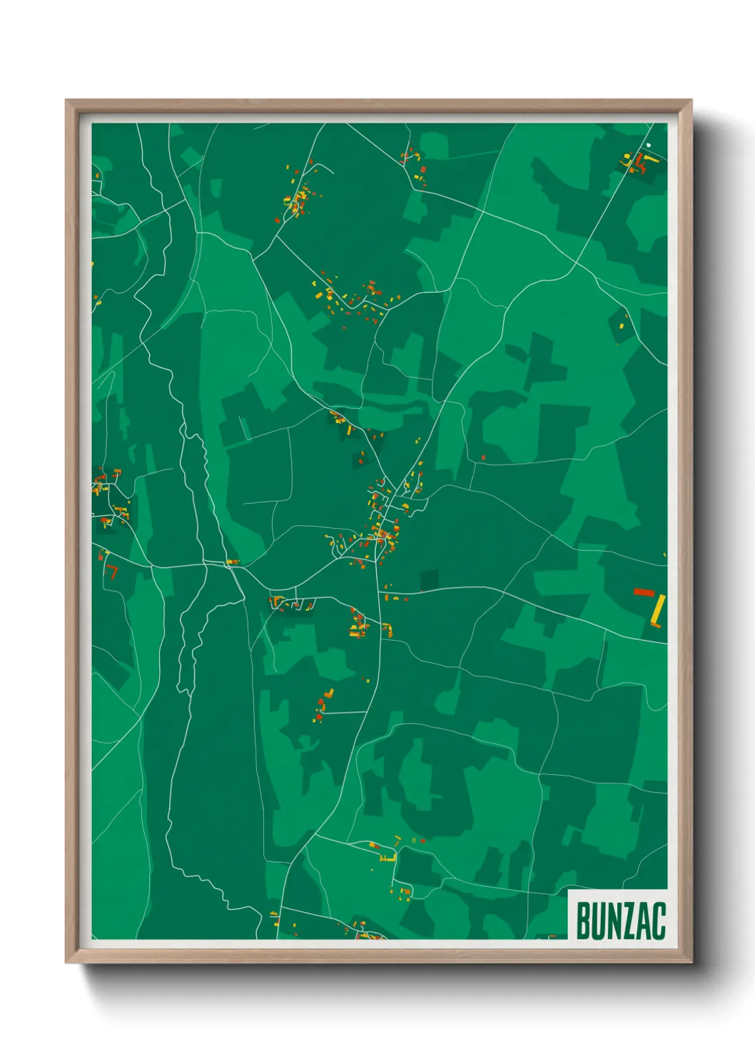 Une affiche de carte sur Bunzac