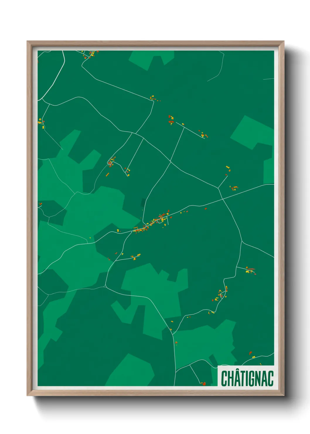 Une affiche de carte sur Châtignac