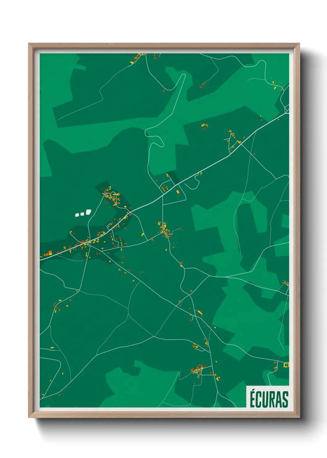 Une affiche de carte sur Écuras
