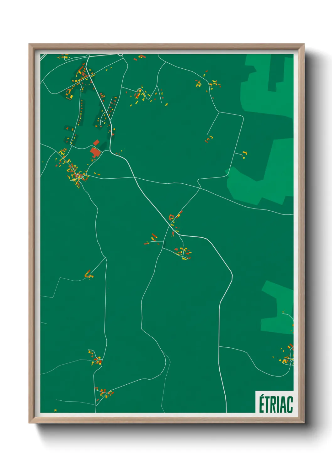 Une affiche de carte sur Étriac