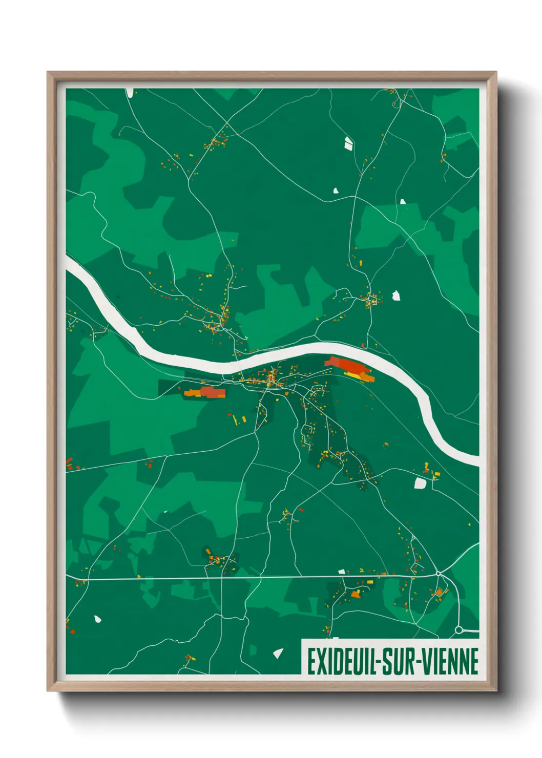 Une affiche de carte sur Exideuil-sur-Vienne