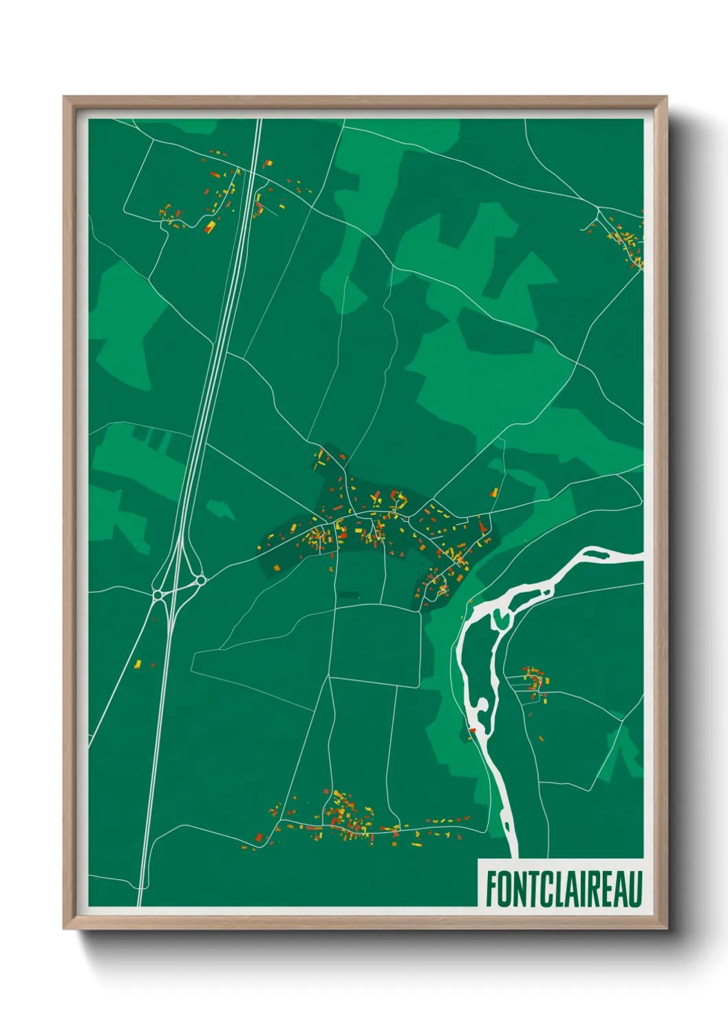 Une affiche de carte sur Fontclaireau