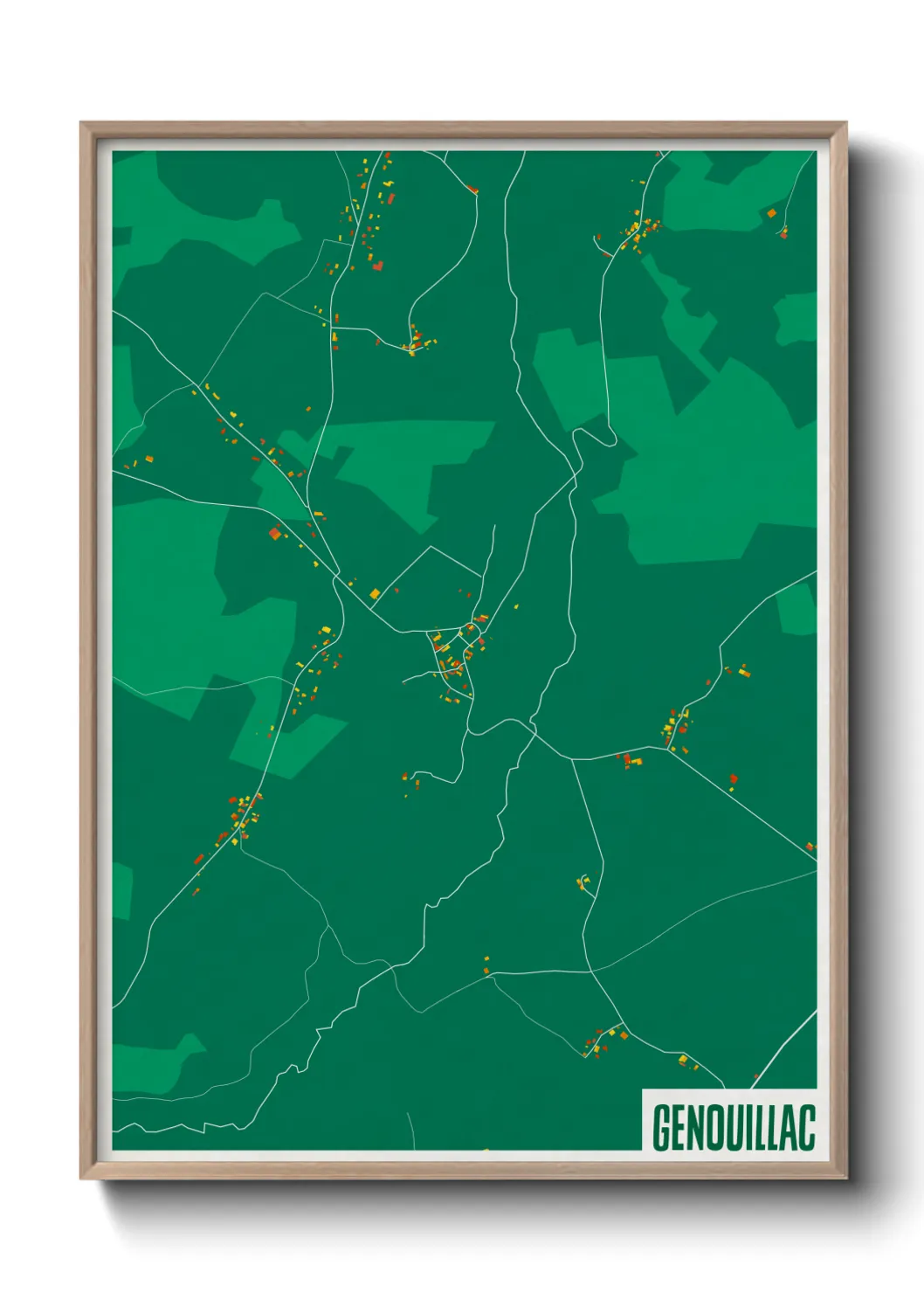 Une affiche de carte sur Genouillac
