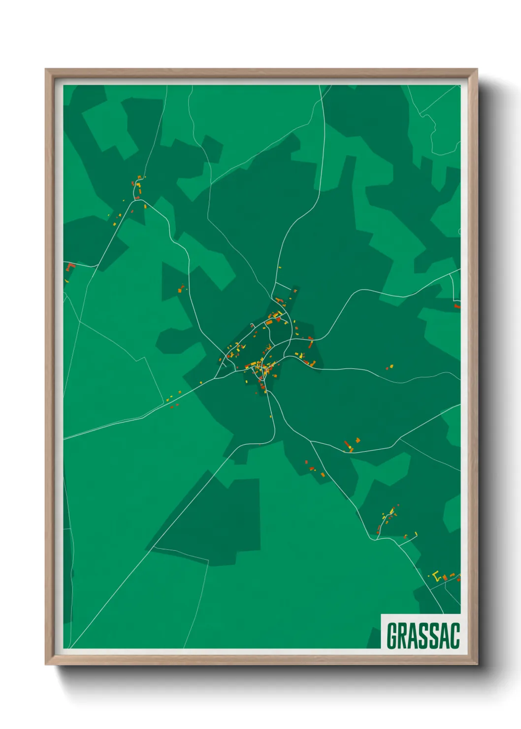 Une affiche de carte sur Grassac