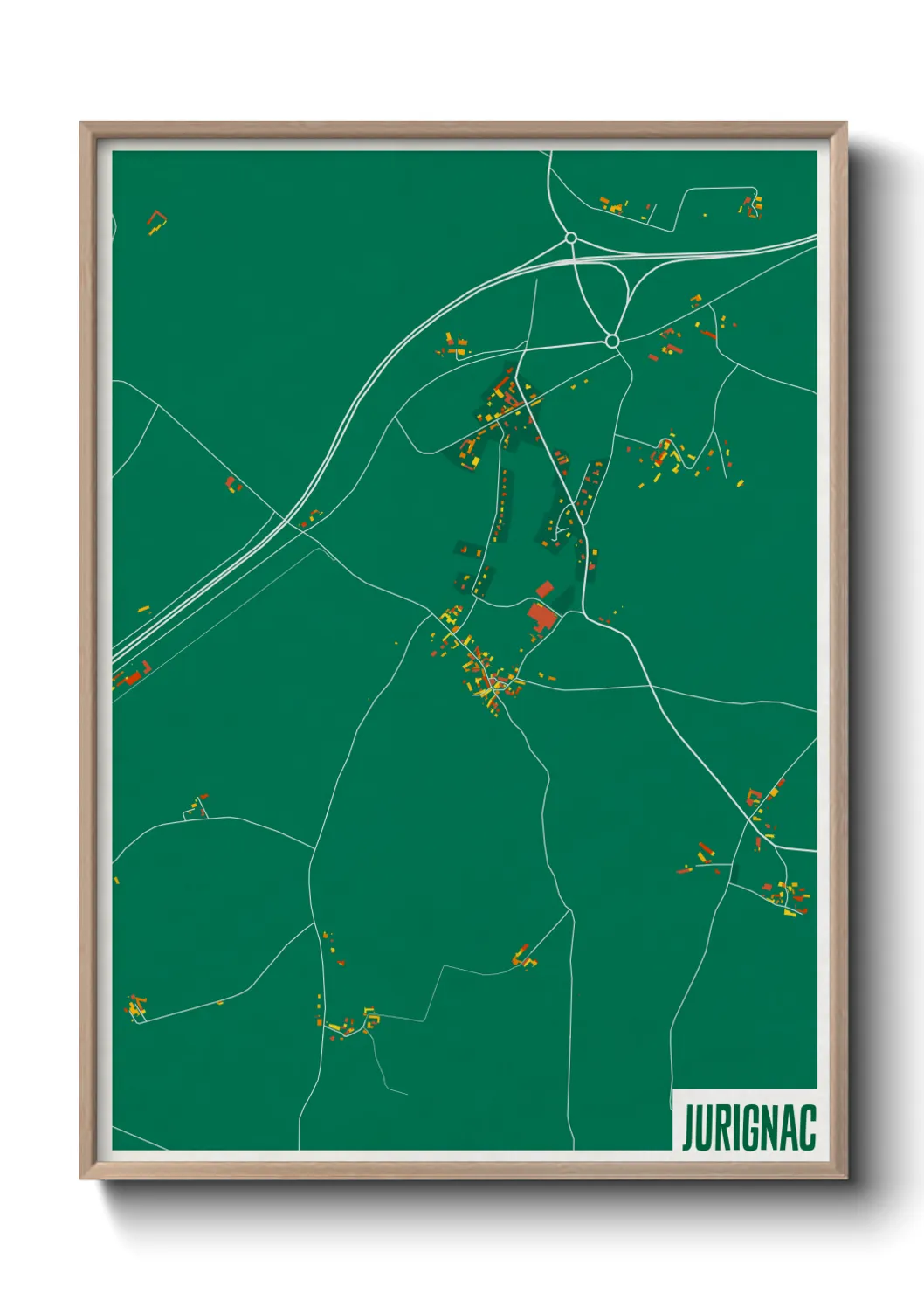 Une affiche de carte sur Jurignac