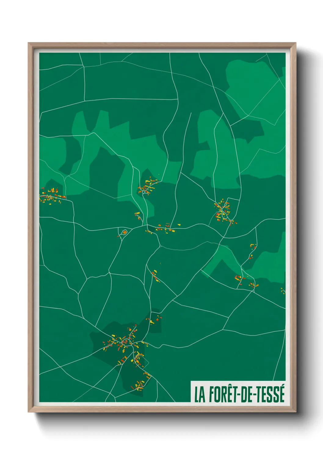 Une affiche de carte sur La Forêt-de-Tessé