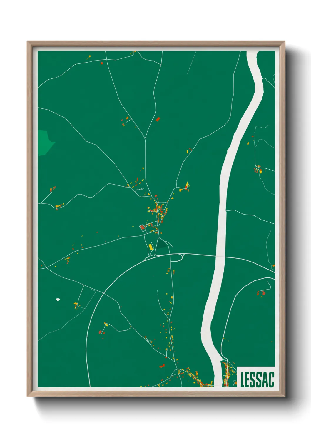 Une affiche de carte sur Lessac