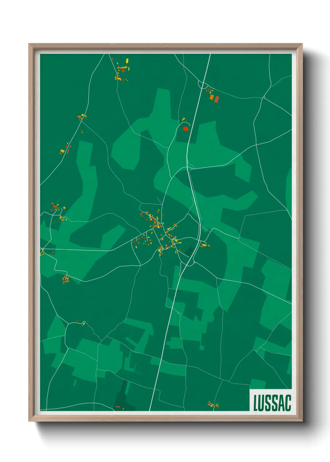 Une affiche de carte sur Lussac