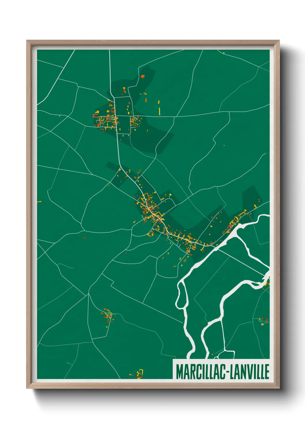 Une affiche de carte sur Marcillac-Lanville