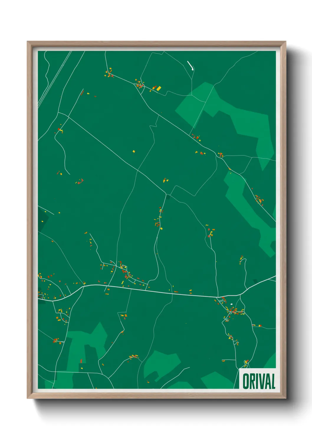 Une affiche de carte sur Orival