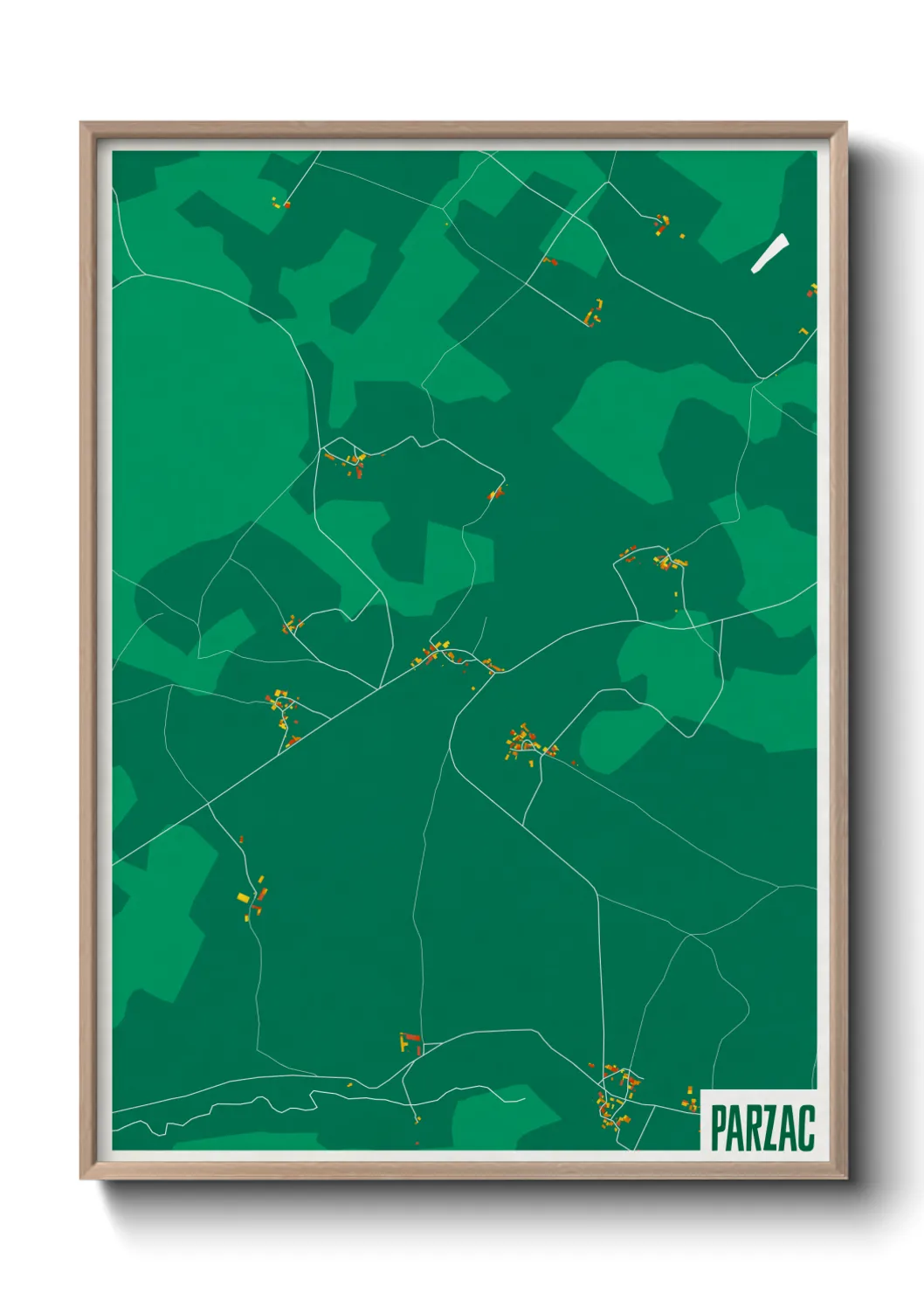 Une affiche de carte sur Parzac