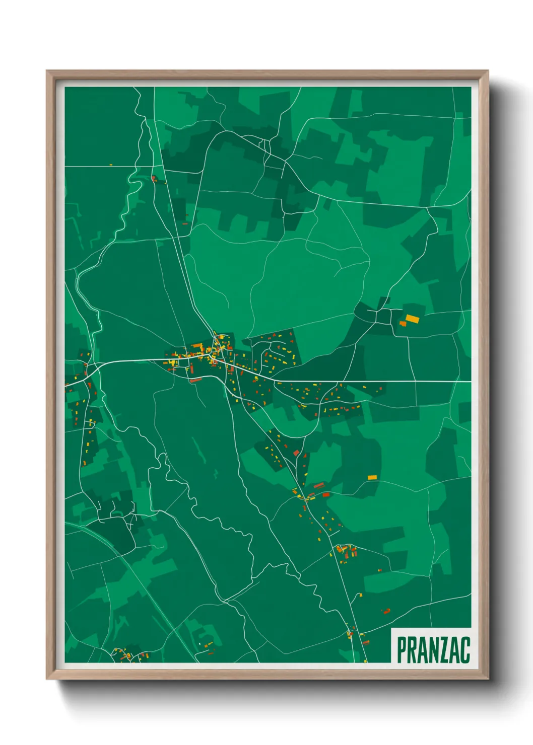 Une affiche de carte sur Pranzac