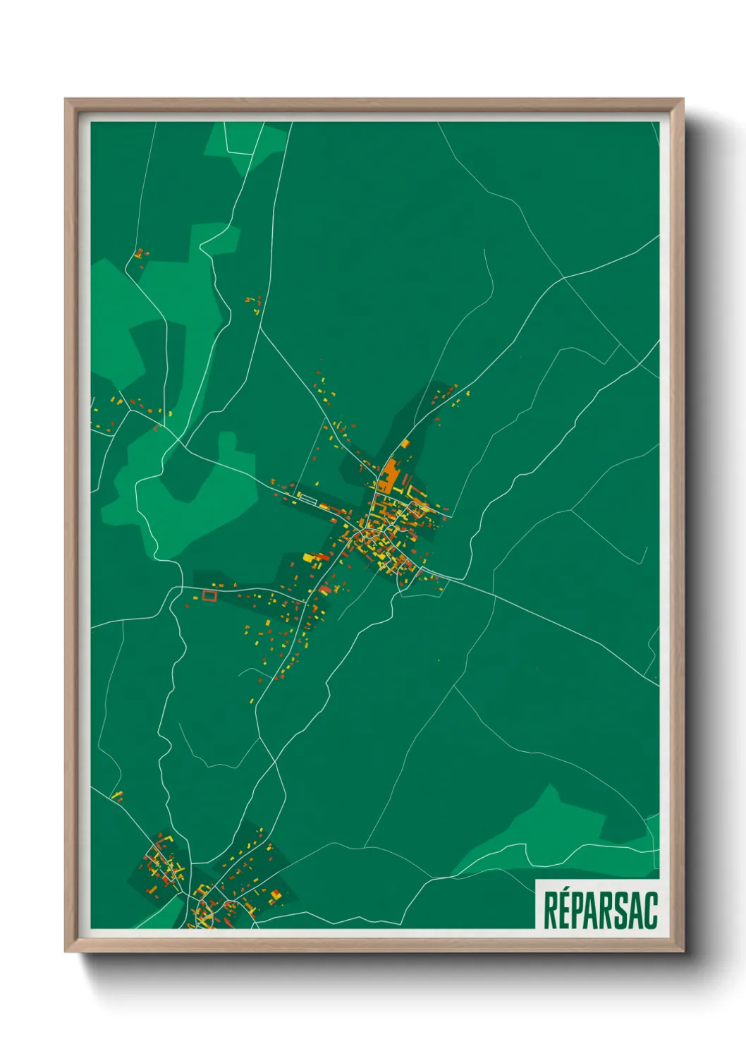 Une affiche de carte sur Réparsac