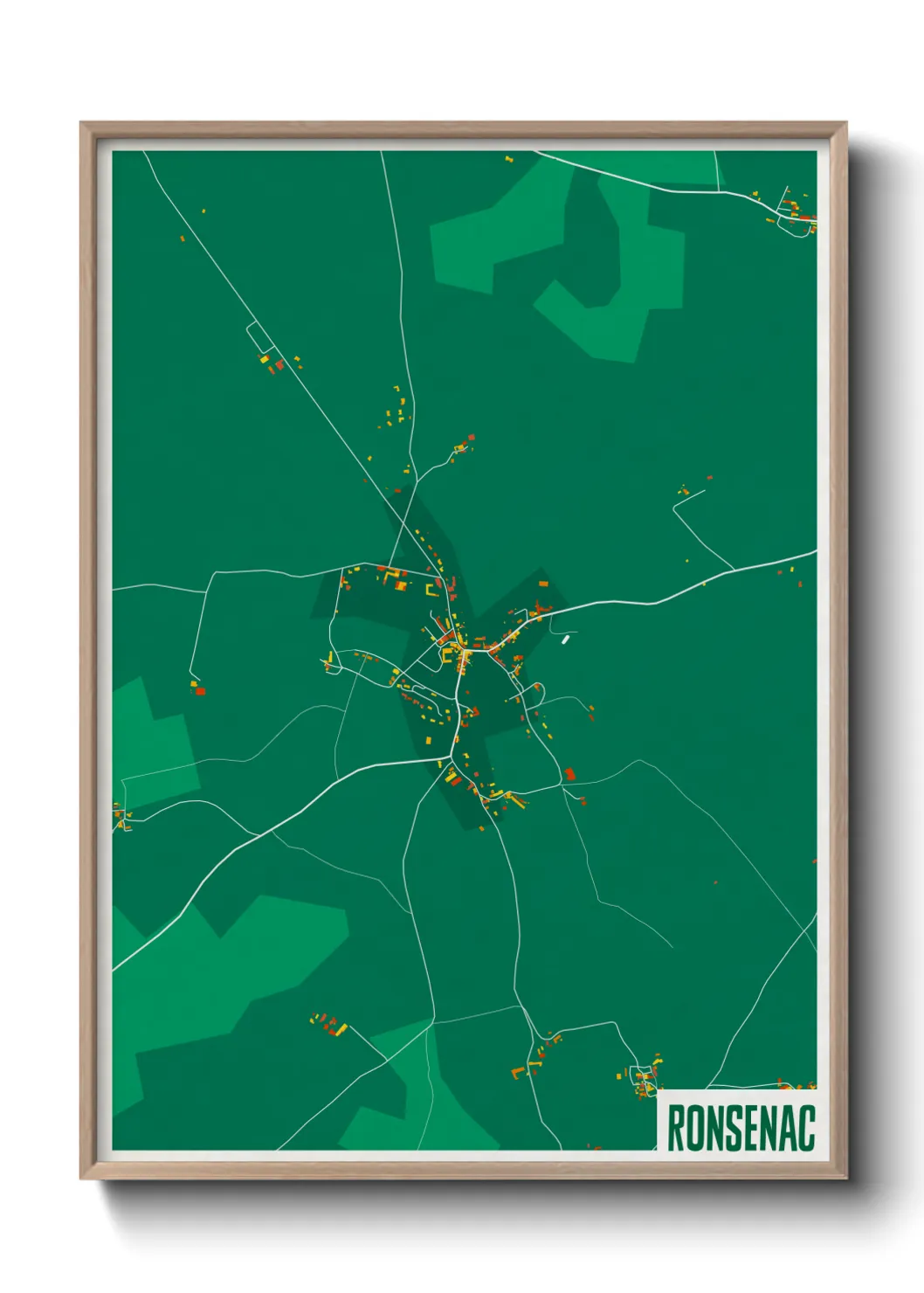 Une affiche de carte sur Ronsenac
