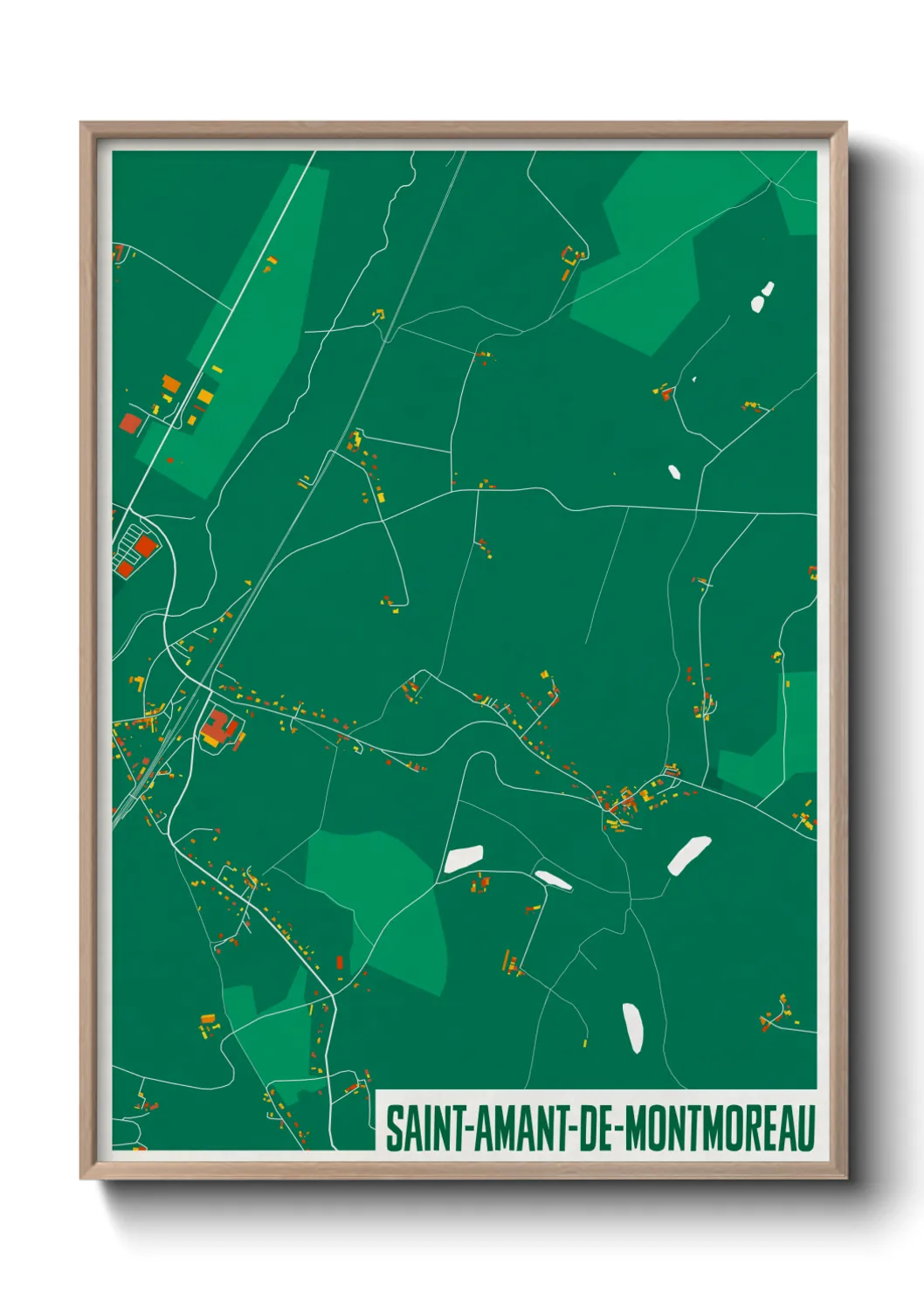 Une affiche de carte sur Saint-Amant-de-Montmoreau