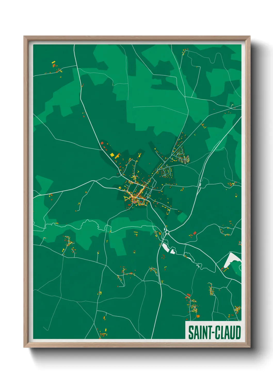 Une affiche de carte sur Saint-Claud